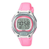 Reloj Casio Digital Dama Lw-203-4av Color De La Correa Rosa Color Del Bisel Blanco Color Del Fondo Rosa