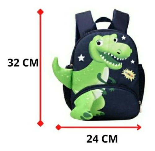 Mochila Costas Escolar Infantil Menino Dinossauro Creche Cor Azul Marinho