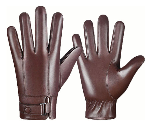 Guantes De Piel Guante Casuales Hombre Pantalla Táctil Marró