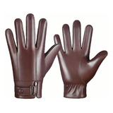 Guantes De Piel Guante Casuales Hombre Pantalla Táctil Marró