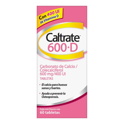 Suplemento Vitaminico Caltrate 600D Calcio y Vitamina D, 60 Tabletas | Meses sin interés