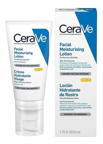 Loción Hidratante De Rostro Spf25 Cerave Día Para Piel Normal A Seca De 52ml