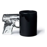 Taza Cerámica Con Diseño Pistola Cromada, 400 Ml 