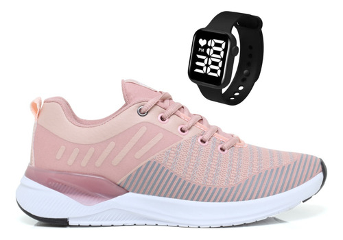 Tênis Academia Feminino Caminhada + Relógio Digital Led