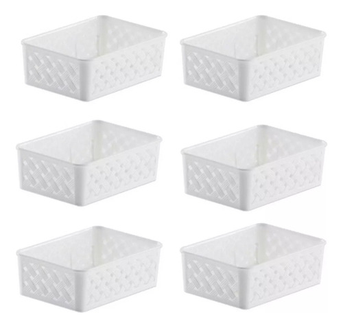 Kit 6 Cesto Organizador Branco Rattan Gaveta Bebê