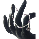 Pulsera Cristal De Swarovski® Morada, Flor Loto, Plata Fina