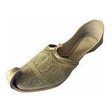 Step N Style Zapatos Planos Full Gold Zari Khussa Para Hombr