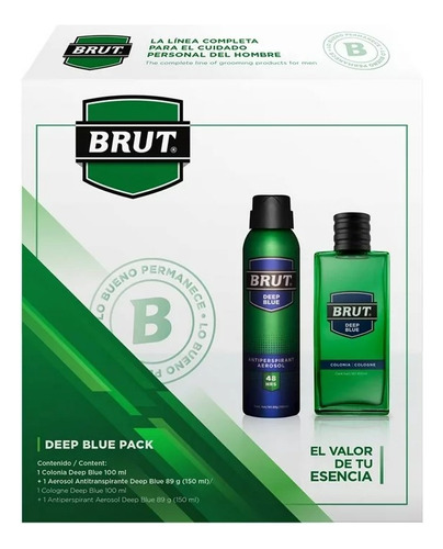 Set Colonia Brut Deep Blue 100 Ml + Aerosol Antitranspirante