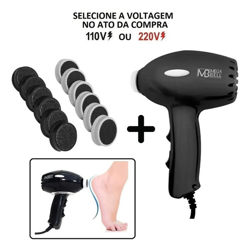 Pedicuro Lixa Elétrica Esfoliador Pés 110v Ou 220v - Preto