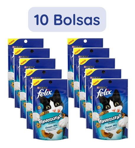 Premios Snacks Gatos Purina Felix Travesuras 10 Bolsas 590g