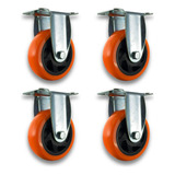 Ruedas Fijas Poliuretano Naranja Ruleman 100mm X4u