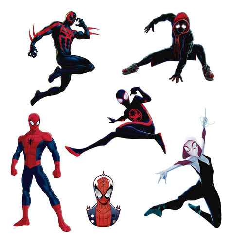 Figuras Spiderman Spider- Verso Base Rígida 6 Pzas Coroplast