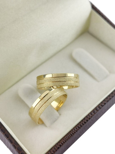 Aliança Casamento Quadrada Diamantada 5mm Ouro 18k