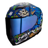 Casco Para Moto Hax Force Night Legend Azul/ Gris Color Azul Tamaño Del Casco Xl(61-62 Cm)