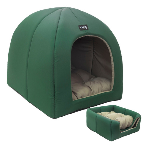 Toca 2x1 Verde Avuk Pet Cama Cachorro Gato Toca Casa Cabana