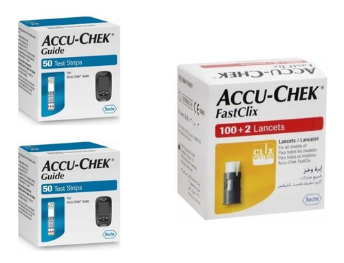 Tiras Reactivas Accu Chek Guide X 100 + 102 Lancetas Fasclix
