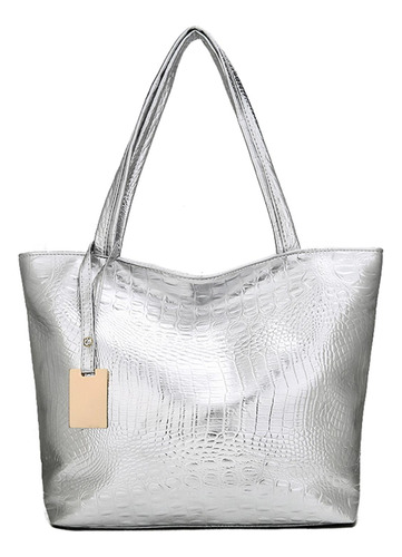 Bolso De Hombro Retro De Piel De Cocodrilo Grande Para Mujer