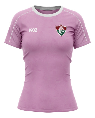 Camisa Baby Look Fluminense Rosa Feminina Licenciada