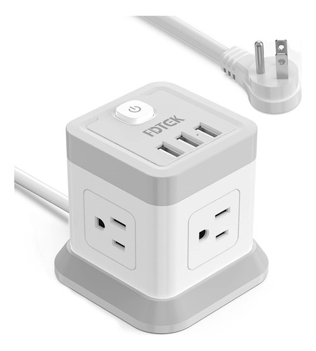 Enchufe Inteligente Marca Fdtek/4 Tomas/3 Usb/blanco/10 Ft