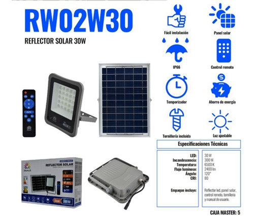 Reflector Led Solar Control 30w Ilumina 300w 2400lm Ip66 C8s