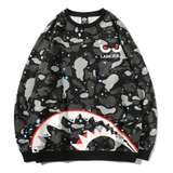 Camouflage Shark Ape Head Print Sweatshirt