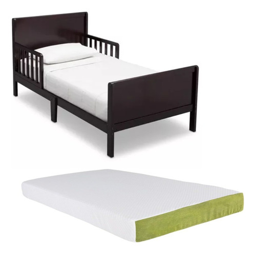 Cama De Madera Infantil Fancy Espresso Delta  Con Colchon