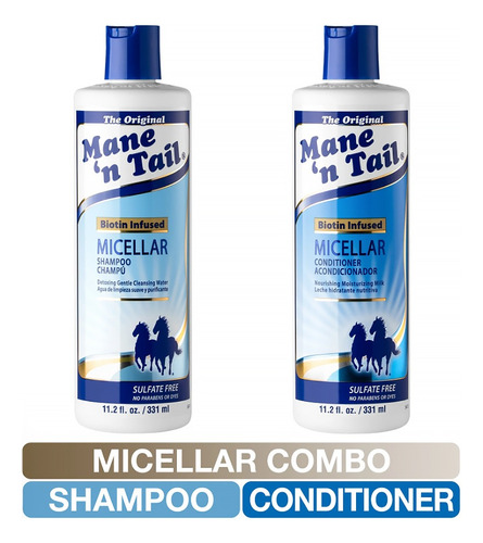 Shampoo Y Acondicionador Micelar Sin Sulfatos Mane´n Tail 