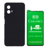 Capa Capinha + Película 9d Ceramica P/ Moto G53 5g Tela 6.5