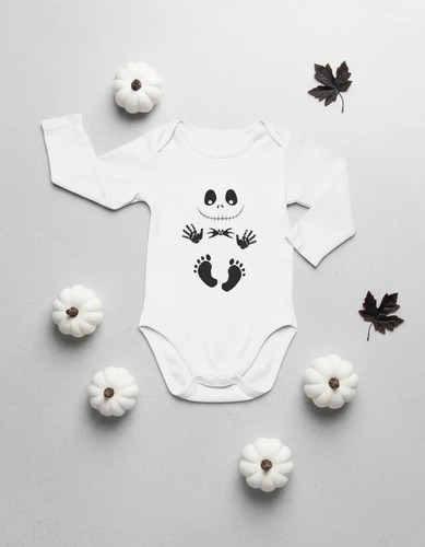 Playera Bebés Mameluco, Pañalero Halloween Jack Manos Pie Ml