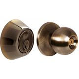 Combo Pomo Bola Y Cerrojo Doble Tubular Latón Antiguo Lock Color Dorado Oscuro