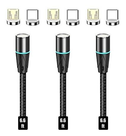 Netdot Gen12 Micro Usb Y Usbc 6.6ft, 3 Pack Black Cable...
