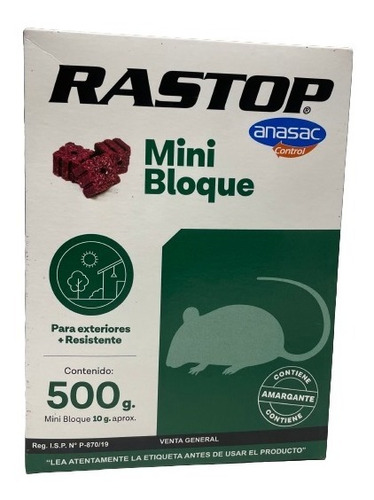 Veneno Ratones Rastop Minibloque (500 Gr) Anasac