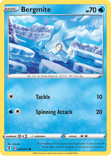 Bergmite 44/203 Pokemon Card Evolving Skies Sword & Shield