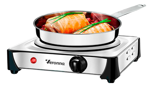 Fogão Eletrico Cooktop Portatil Inox 1 Boca 1000w 110v