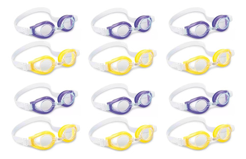 12 Google Natación Amarillo Y Morado Intex Aqua Flow 55602