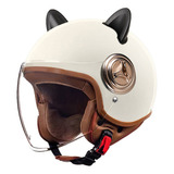 Ll Casco Motocicleta Half Para Mujeres Hombres Oreja De Gato