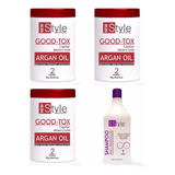 3 Botox Capilar Argan Oil 1kg Cada+shampoo Anti Resíduo 1l