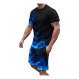 Camisa Masculina M Estampada De Mangas Curtas, Casual, Praia