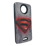 Funda Para Moto C Plus Sm-g350 Case Diseño Cromo Y Plano 9h Color Logo Superman