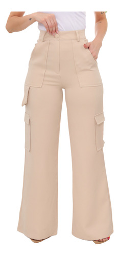 Calça Pantalona Alfaiataria Feminina Cargo Tendência