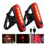 2 Luces Usb Recargable Led Estrobo Para Bicicleta 4 Modos