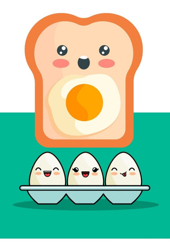 Placas Decorativas Quadrinhos Kawaii Cute Pão Com Ovo