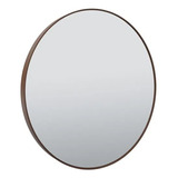 Espelho Redondo 50cm Grande Com Borda De Couro Pendurar
