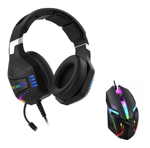 Audífonos Diadema Gamer Rgb Led Incluye Mouse Gamer 