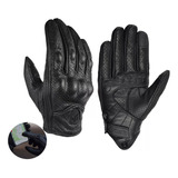 Guantes Vintage De Cuero Para Motocicleta C/dedos Completos