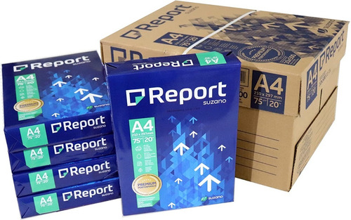 Kit 5 Resmas Papel Sulfite A4 75g 2500 Folhas Premium Report