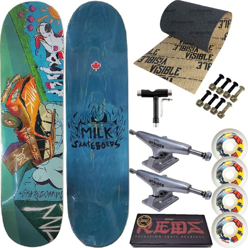 Skate Profissional Milk Completo 8.0 Maple Truck Intruder