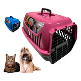 Caixa Transporte Pet Nº1 Cães Cachorros Gatos Plástico Rosa