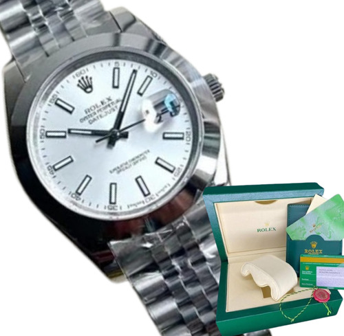 Relógio Rolex Masculino Datejust Branco Automático 41mm+ Cx