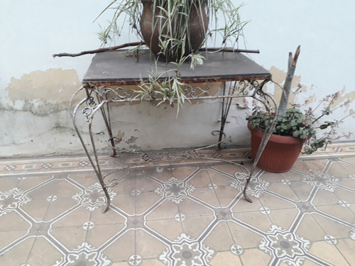 Mesa De Hierro Forjado Antigua Para Jardin